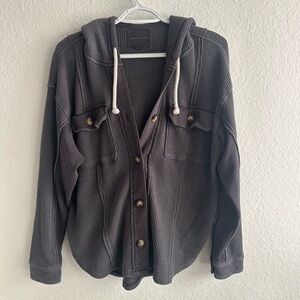 American Eagle Outfitters Charcoal waffle Knit Sweater